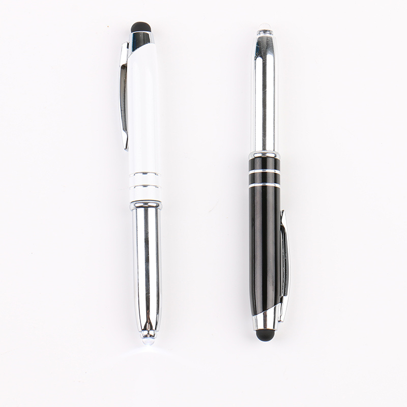 Custom Logo Metal Pens with Touch and Light 2 in 1 Multi Flashlight Pen Multi Function Ball Pen BallpointPen Gelpen