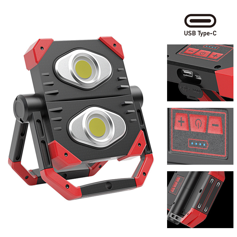 2000 Lumen  Super Bright Usb Rechargeable Cob Led Portable Foldable Adjustable Flood Work Light with magnetic base