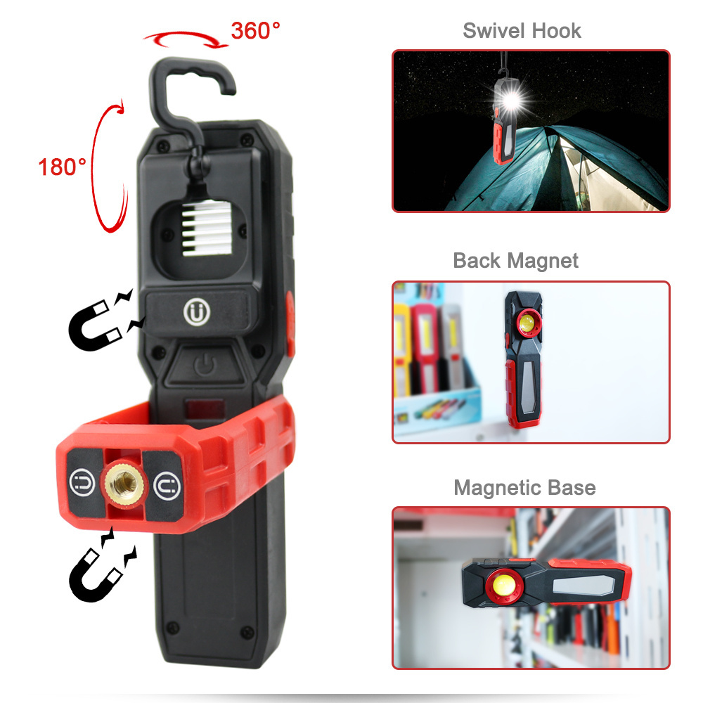 500 Lumen rechargeable work lights portable waterproof magnetic base inspection cob led working lights