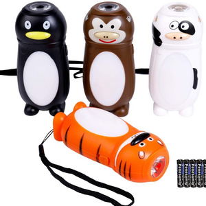 100 lumen mini battery 2 in 1 LED COB cartoon animal children kids camping Torch flashlight night light