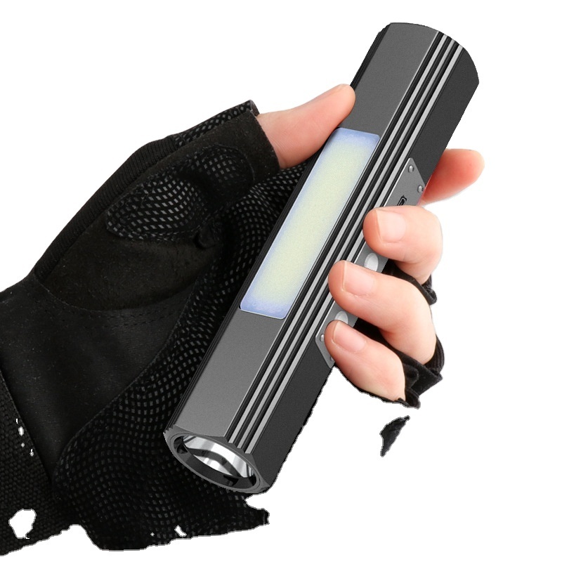 Portable Emergency Rechargeable Waterproof Aluminum Double Lamp 4 Modes Led Cob Flashlight Powerful With UV Flashlight