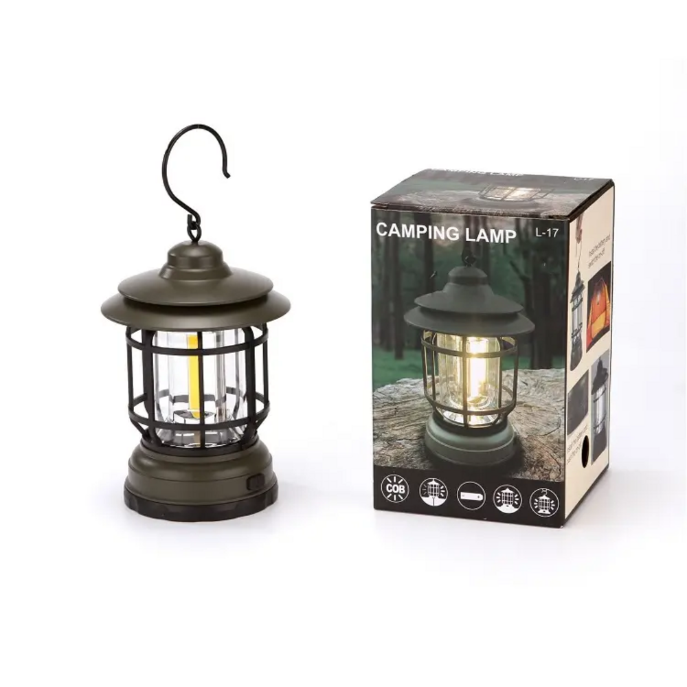 LED USB Rechargeable Retro Camping Light Metal Hanging Lantern with Switch Button for Indoor or Outdoor