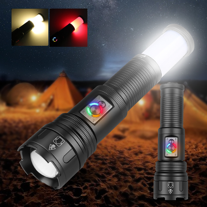 2200lm Dimmable Tyep-C Charge Aluminium Alloy Flashlight Tactical Torch Led Torch Light Long Range Camping 21700 Flashlight