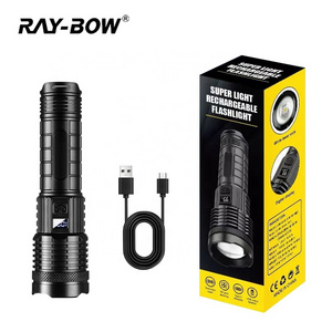 Torch light zoom flashlight long range white laser rechargeable flashlight led