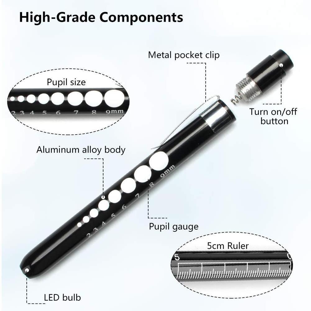 2AAA Battery linterna medica Aluminium Alloy nurse medical flashlight pen torch light medical penlight with Clip