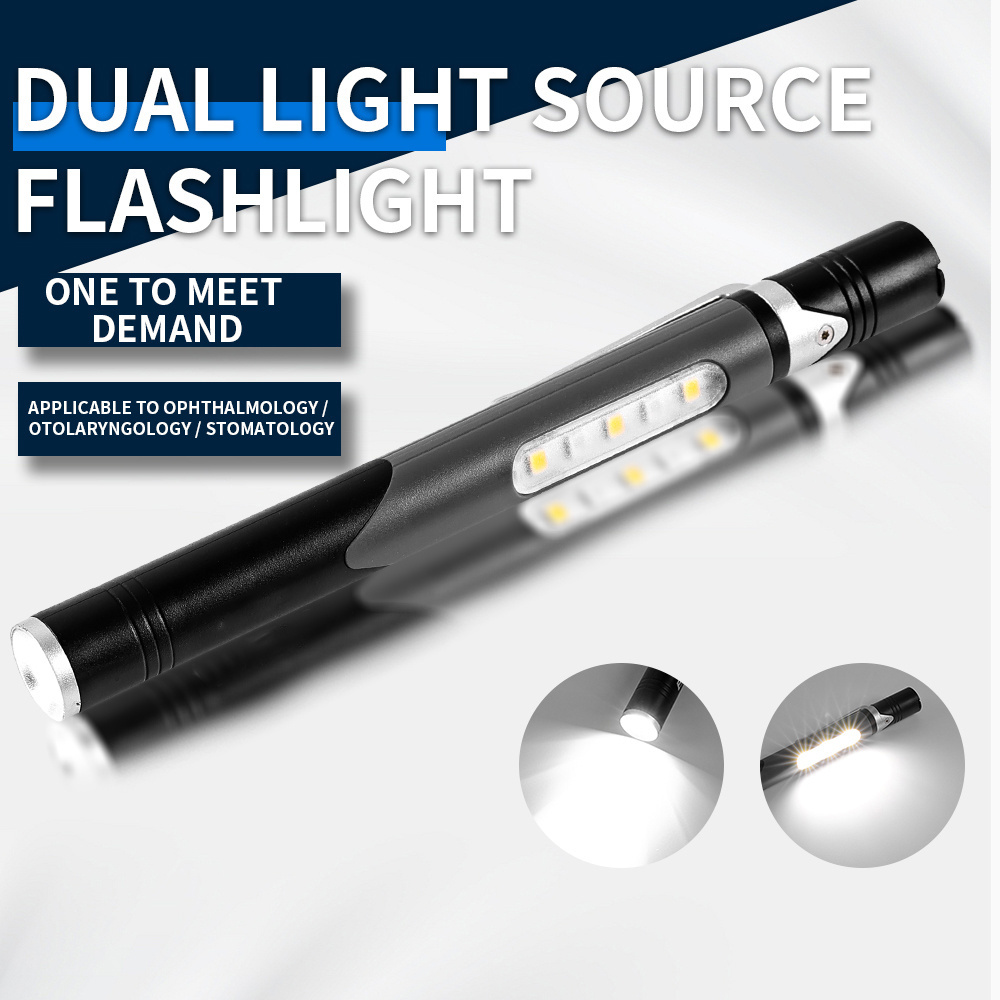 Portable mini Tactical Led pen light work Medical repair flashlight Emergency Lamp With Clip Flashlight