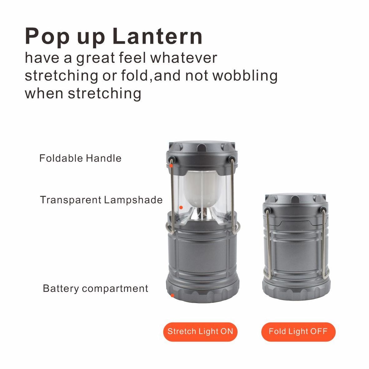 Extendable Mini Camping Lantern Portable Outdoor Tent Light Good for Kids Abs Camp Lantern Powered by 3*aaa Batteries