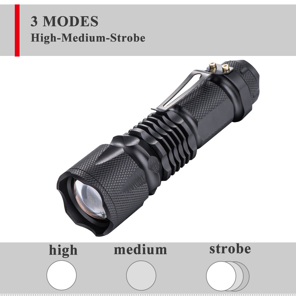 18650 Flashlight Aluminum Alloy 3W XPE LED Waterproof Tactical Flashlight Rechargeable Battery Emergency NI-MH ROHS Ip54 >12 Ce