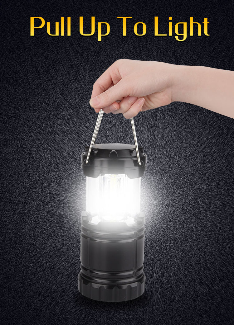 Factory Supply Battery Portable Cob Led Camping Lantern Lamp Lighting Outdoor Foldable Hanging Retro Camping Light with hook