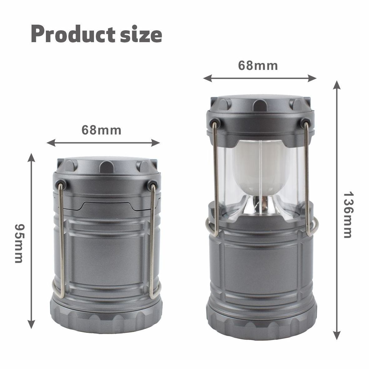 Extendable Mini Camping Lantern Portable Outdoor Tent Light Good for Kids Abs Camp Lantern Powered by 3*aaa Batteries