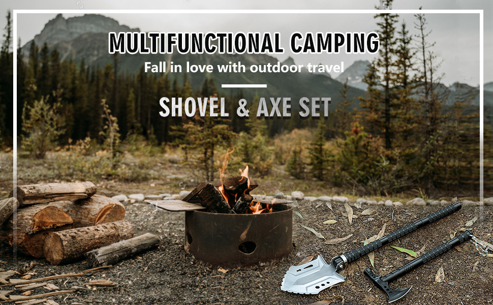 Outdoor Survival Shovel Set with High Carbon Steel Camping Gear camping Shovel Axe for Men Outdoor Camping Hiking Backpacking