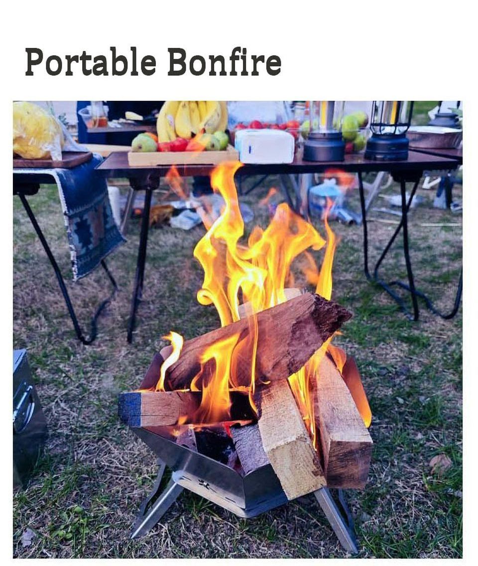 Portable Bonfire Campfire Pit Camping Wood Stove charcoal bonfire stove Stainless Steel Foldable Mesh outdoor camping fire pit