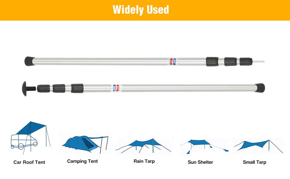 Telescoping Lightweight Tent Poles Aluminum Adjustable Camping Tarp Poles for Shelter, Hammock Rain Fly, Awning