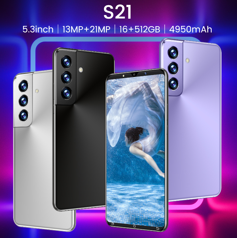 cheap Mobile Phone New Design Smartphone S21 Ultra HD Camera 16+512G B Big Speaker Dual SIM Dual Standby mobile Phone