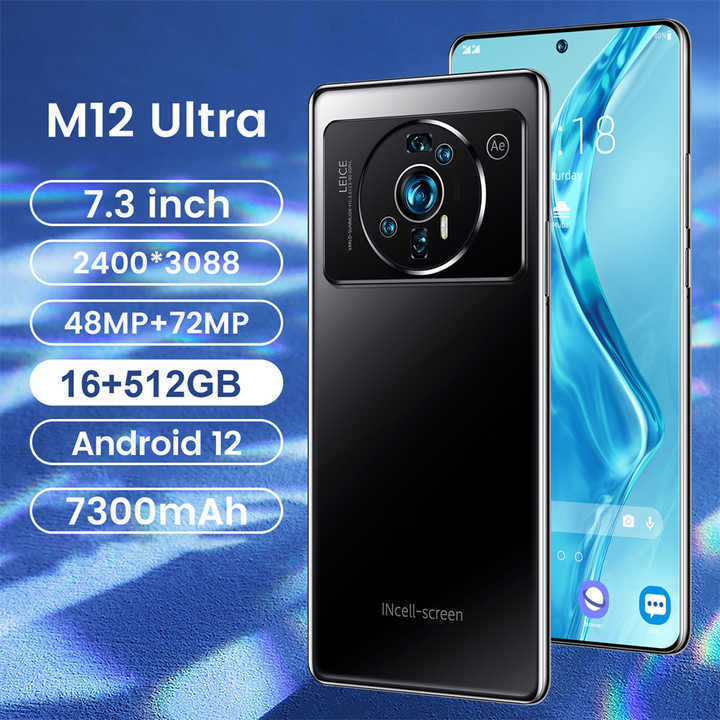 New Arrival Cell Phone M12 Ultra 16GB+1T Original Mobile Phones With GPS BT WiFi Android 4G 5G Unlocked Smartphone