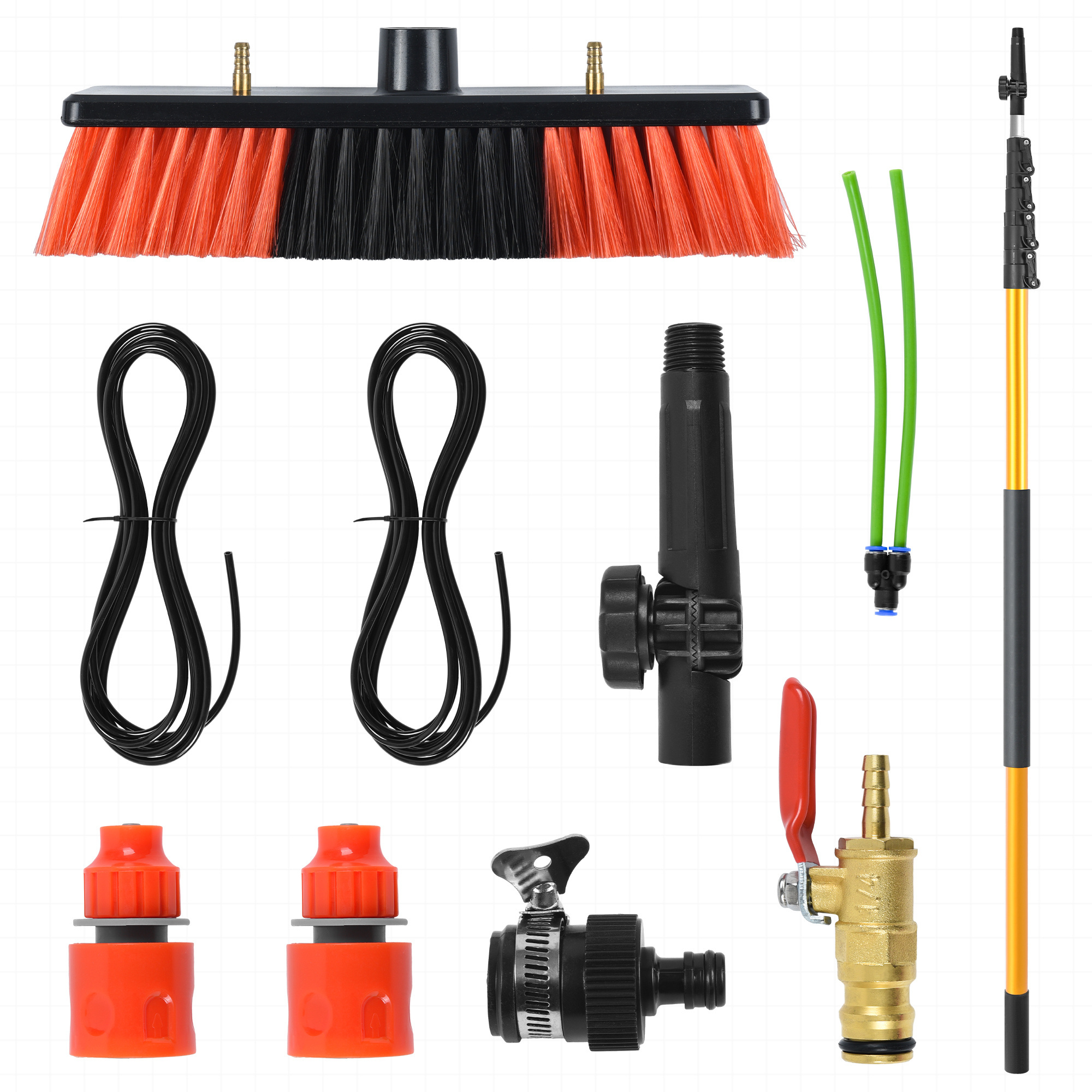 Window Washing Equipment Solar Panel Cleaning Kit Water Fed Pole Brush with telescopic extension pole