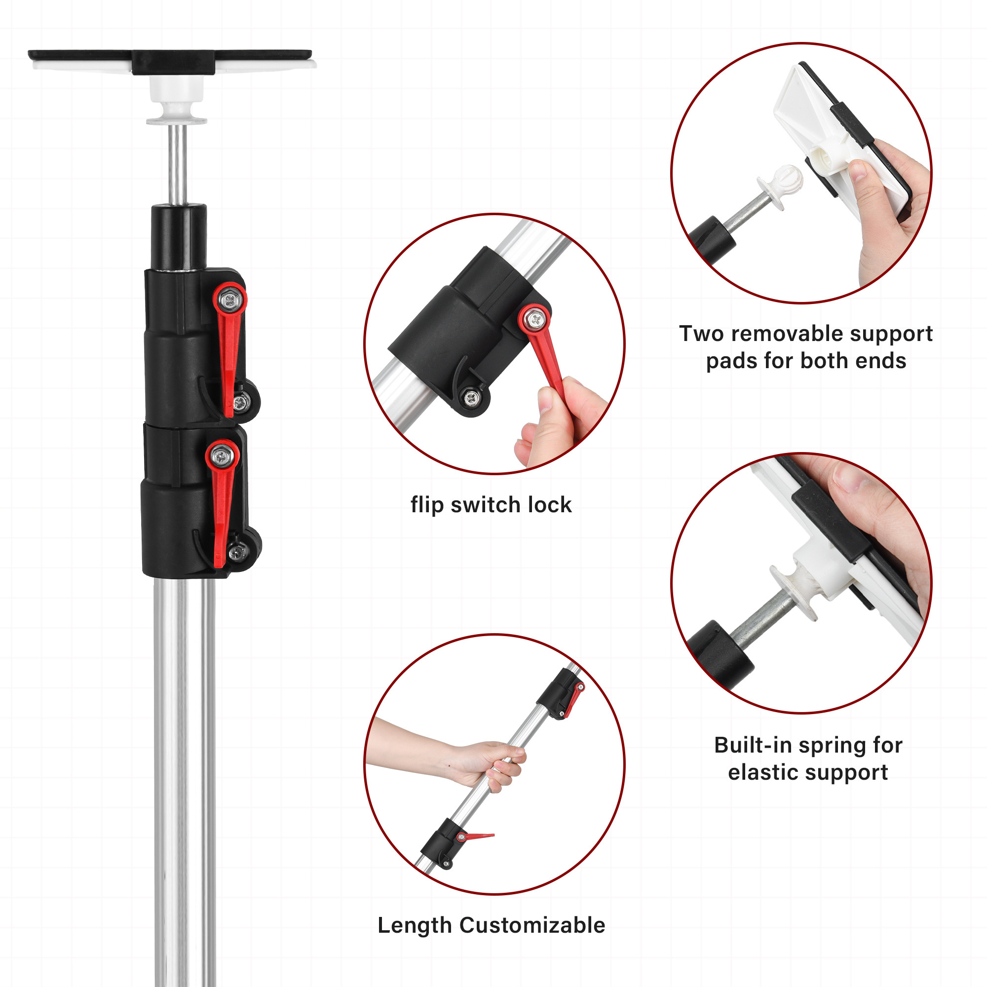 Telescopic Support Rod Hand Quick Supporter Telescopic Extension Pole Construction Scaffolding Support  telescopic rod