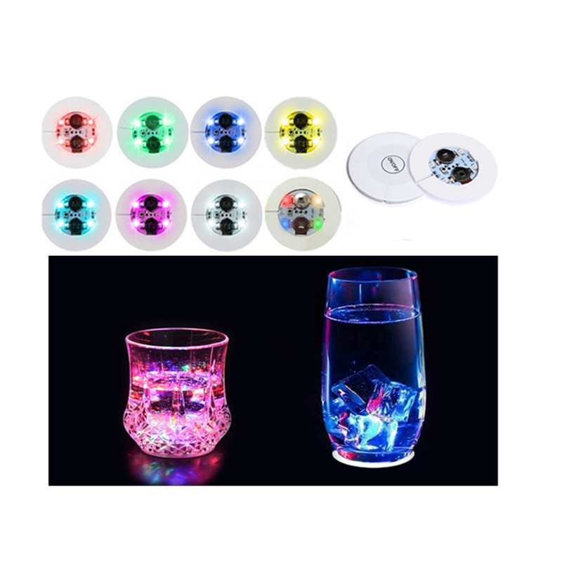 LED Bottle Bar Cup Bottom Glowing Light Up Sticker Coaster Discs Holder Lights for Drinks Party Wedding Bar Wine Cocktail Decor