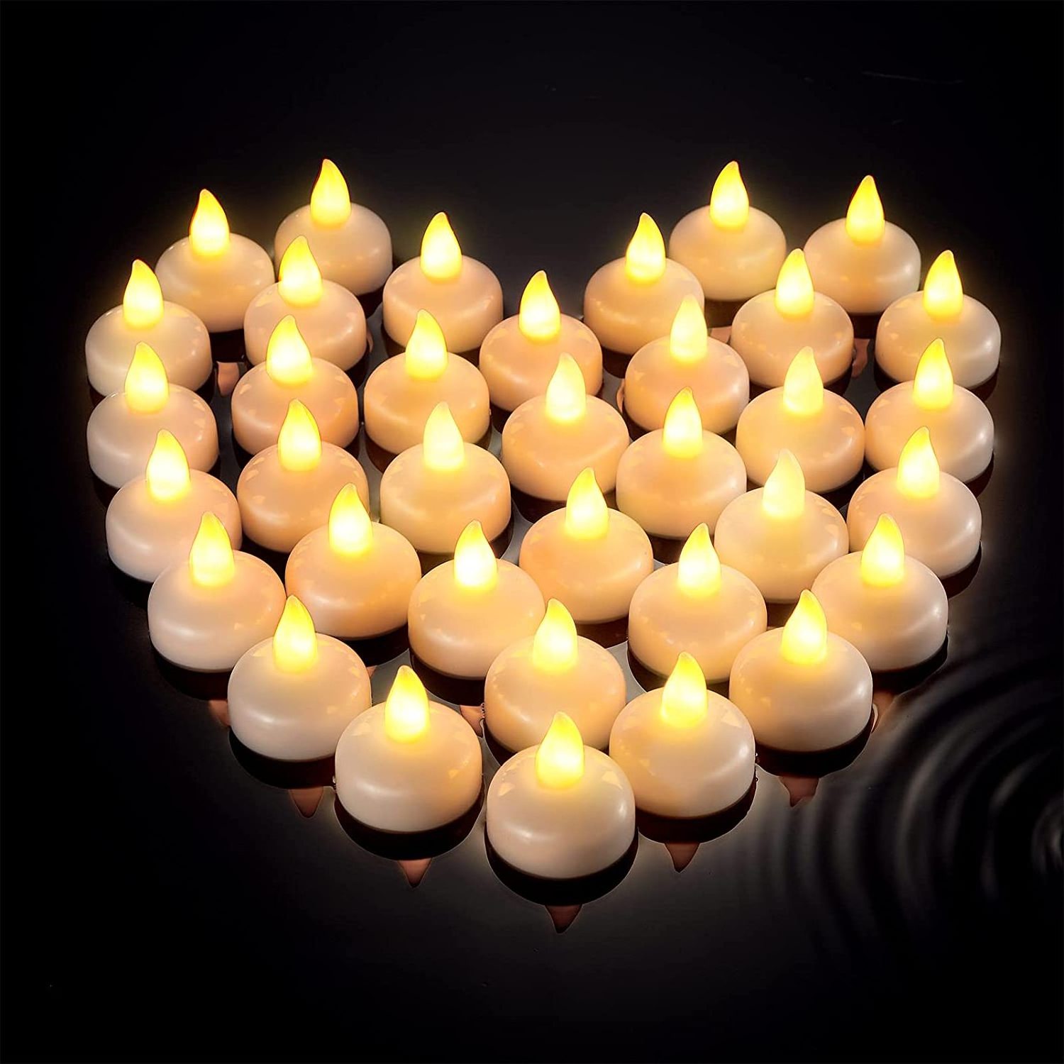 Waterproof Battery Operated Flickering Flameless LED Floating Tea lights Candles for Wedding Centerpiece Bathtub Pool SPA Party