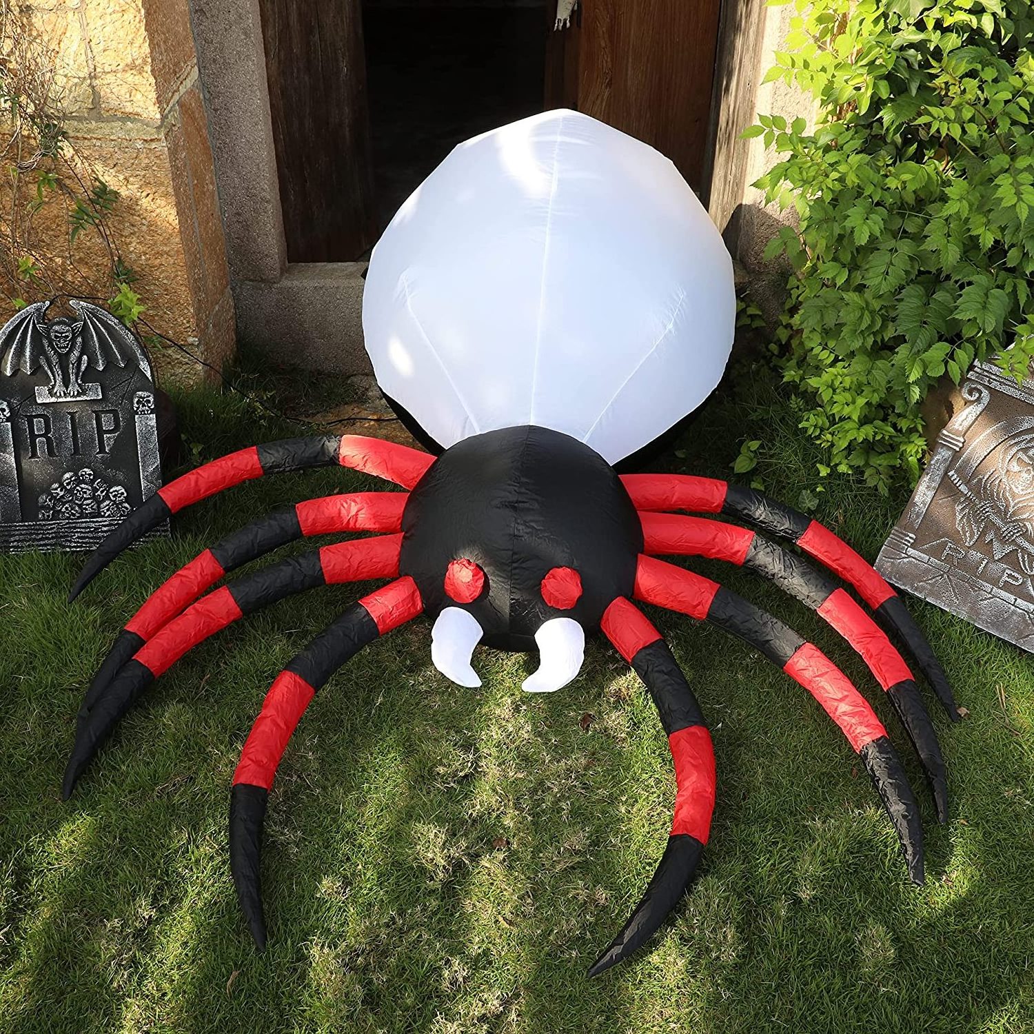 8 FT Giant Large Creepy Crawling Blow Up Halloween Inflatable Spider Outdoor Decorations Clearance with LED for Yard Garden Lawn