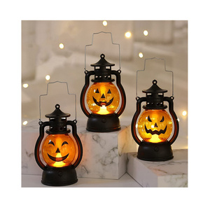 Battery Mini Portable Halloween Decoration Jack-O-Lantern Pumpkin Lantern with Flickering LED  for Ghost Party Home Outdoor Yard