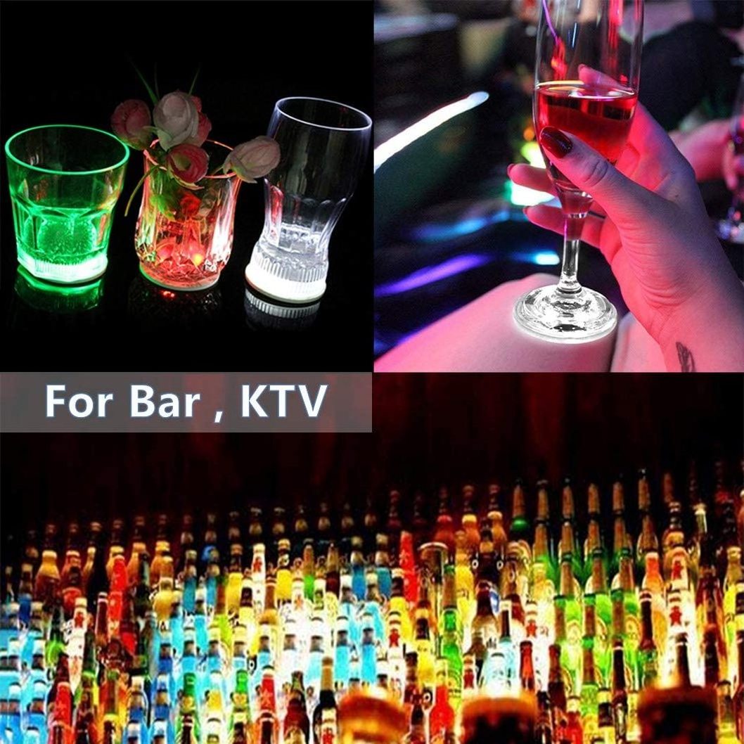 LED Bottle Bar Cup Bottom Glowing Light Up Sticker Coaster Discs Holder Lights for Drinks Party Wedding Bar Wine Cocktail Decor