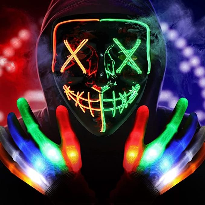 6 Modes Flashing LED Finger Light Up Skeleton Gloves For Dark Party Halloween Christmas Birthday Costume Clubbing Carnival Party