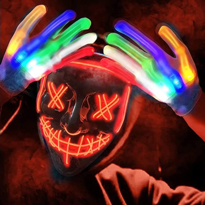 6 Modes Flashing LED Finger Light Up Skeleton Gloves For Dark Party Halloween Christmas Birthday Costume Clubbing Carnival Party