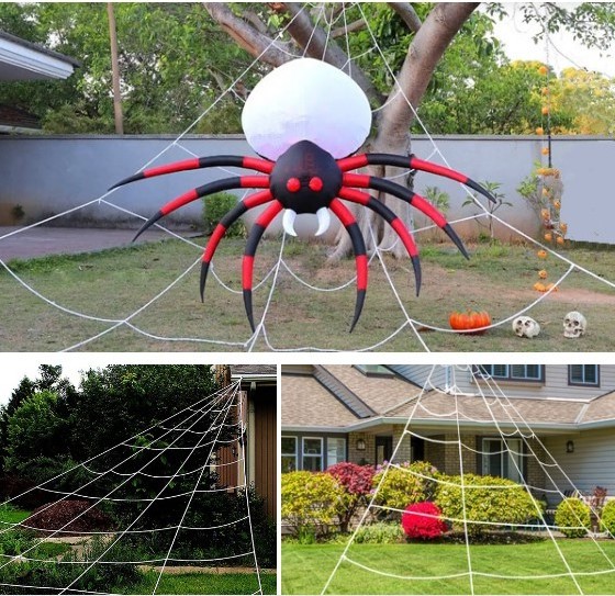 8 FT Giant Large Creepy Crawling Blow Up Halloween Inflatable Spider Outdoor Decorations Clearance with LED for Yard Garden Lawn