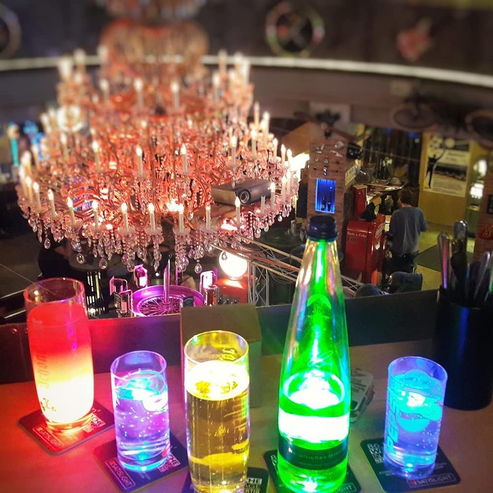 LED Bottle Bar Cup Flash Light Up Sticker Coaster Discs Holder Lights for Drinks Party Wedding Bar Wine Liquor Bottle Cocktail