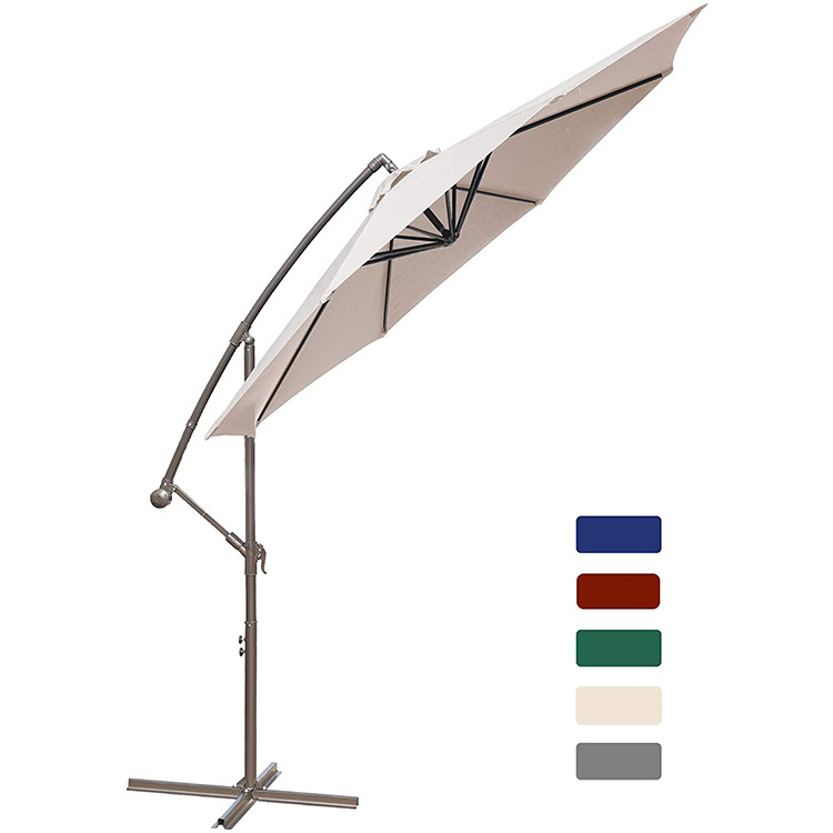 11.5ft Cantilever Outdoor Market Umbrella Patio Umbrella With Beige Cross Base