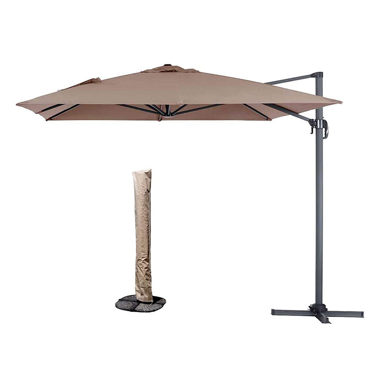 Wholesale Heavy Duty Restaurant Outdoor Patio 8.2ft Square Offset Hanging Cantiliver Outdoor Umbrella