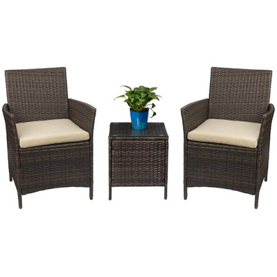 Patio Porch Furniture Sets 3 Pieces PE Rattan Brown Outdoor Garden Furniture Sets