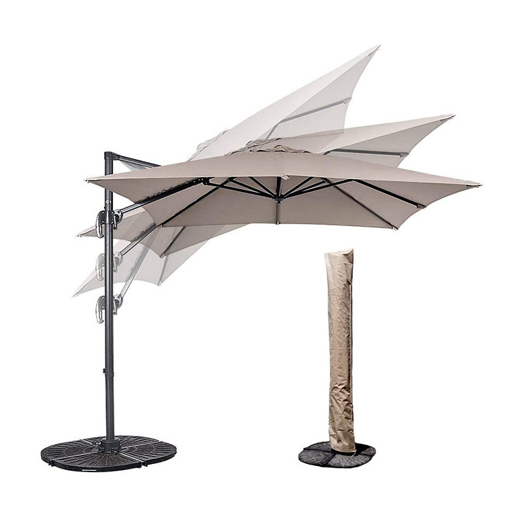 Wholesale Heavy Duty Restaurant Outdoor Patio 8.2ft Square Offset Hanging Cantiliver Outdoor Umbrella