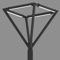 new design street light 3m triangle limb post top for garden aluminum pole light with high lumen