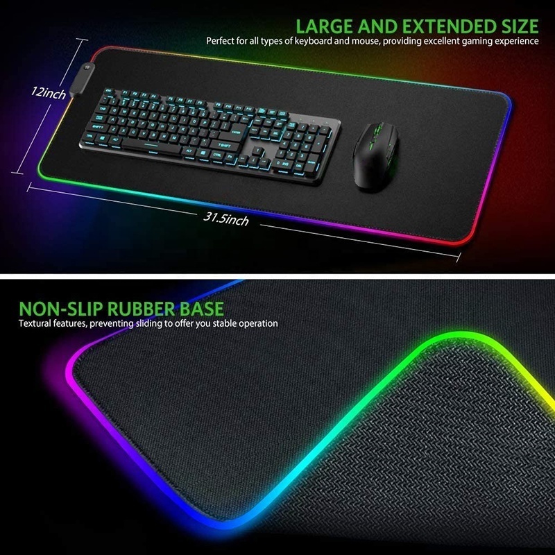 Factory wholesale custom waterproof large extended mouse gamer pad RGB mouse pad