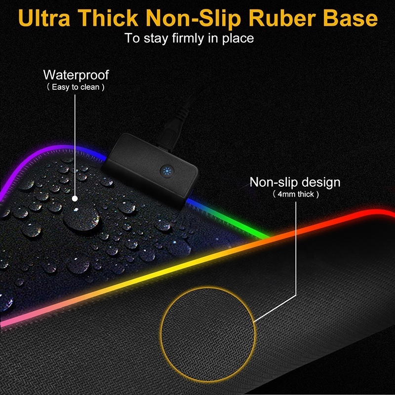 Factory wholesale custom waterproof large extended mouse gamer pad RGB mouse pad