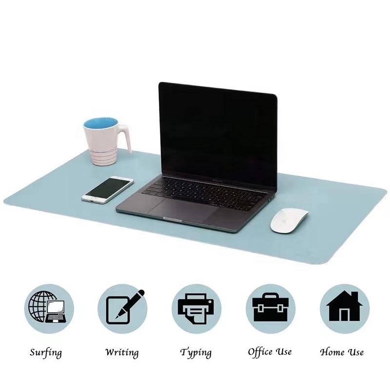 Custom Large Double Dual Sided Full Table Waterproof PU Eco Executive Leather deskmate Mouse Mat Office Desk Pad Mat