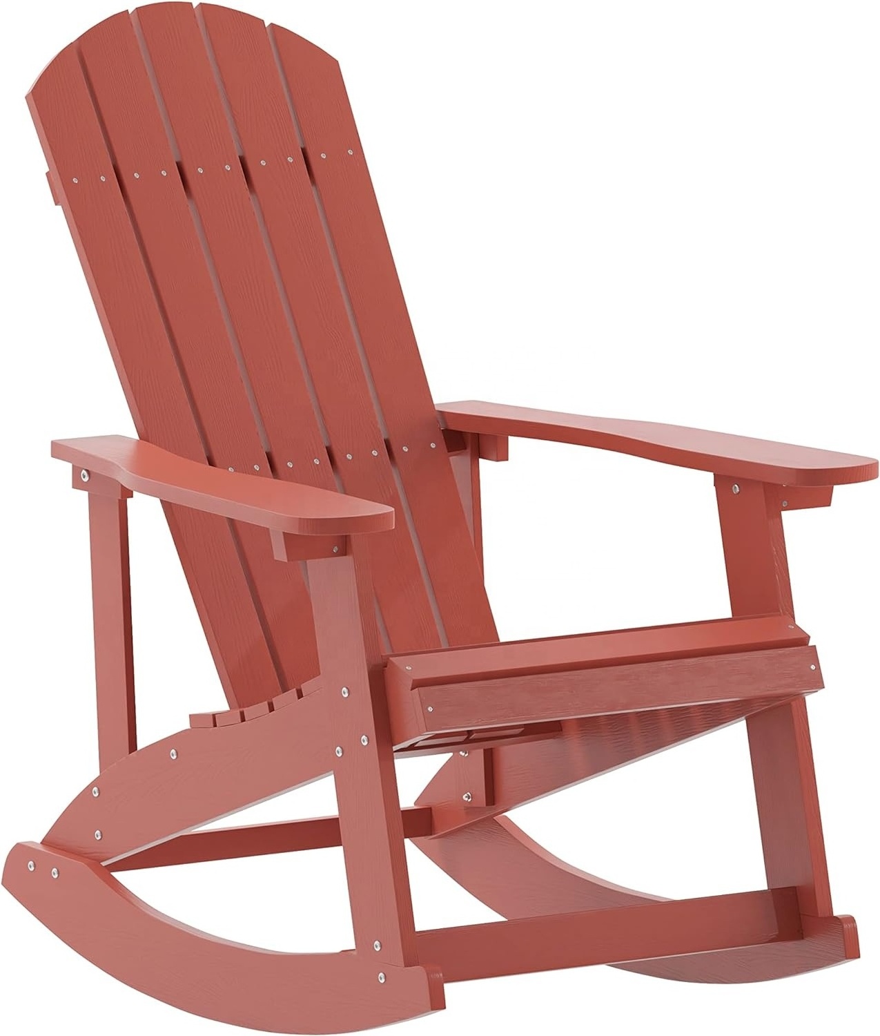 YANGTEK Adirondack Rocking Chair,HDPS Poly Resin Wood Adirondack Rocking Chair - All Weather Black Polystyrene(Red)