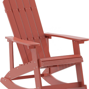 YANGTEK Adirondack Rocking Chair,HDPS Poly Resin Wood Adirondack Rocking Chair - All Weather Black Polystyrene(Red)