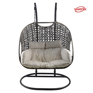 Garden Patio Leisure Double Hanging Chair Rattan Folding Double Swing Chair