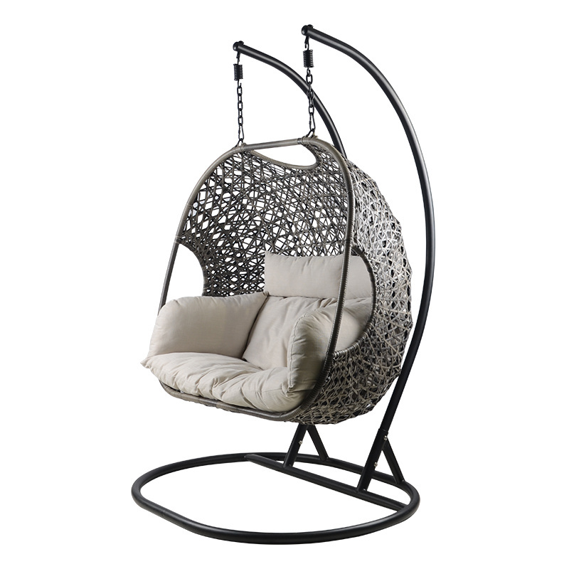 Garden Patio Leisure Double Hanging Chair Rattan Folding Double Swing Chair