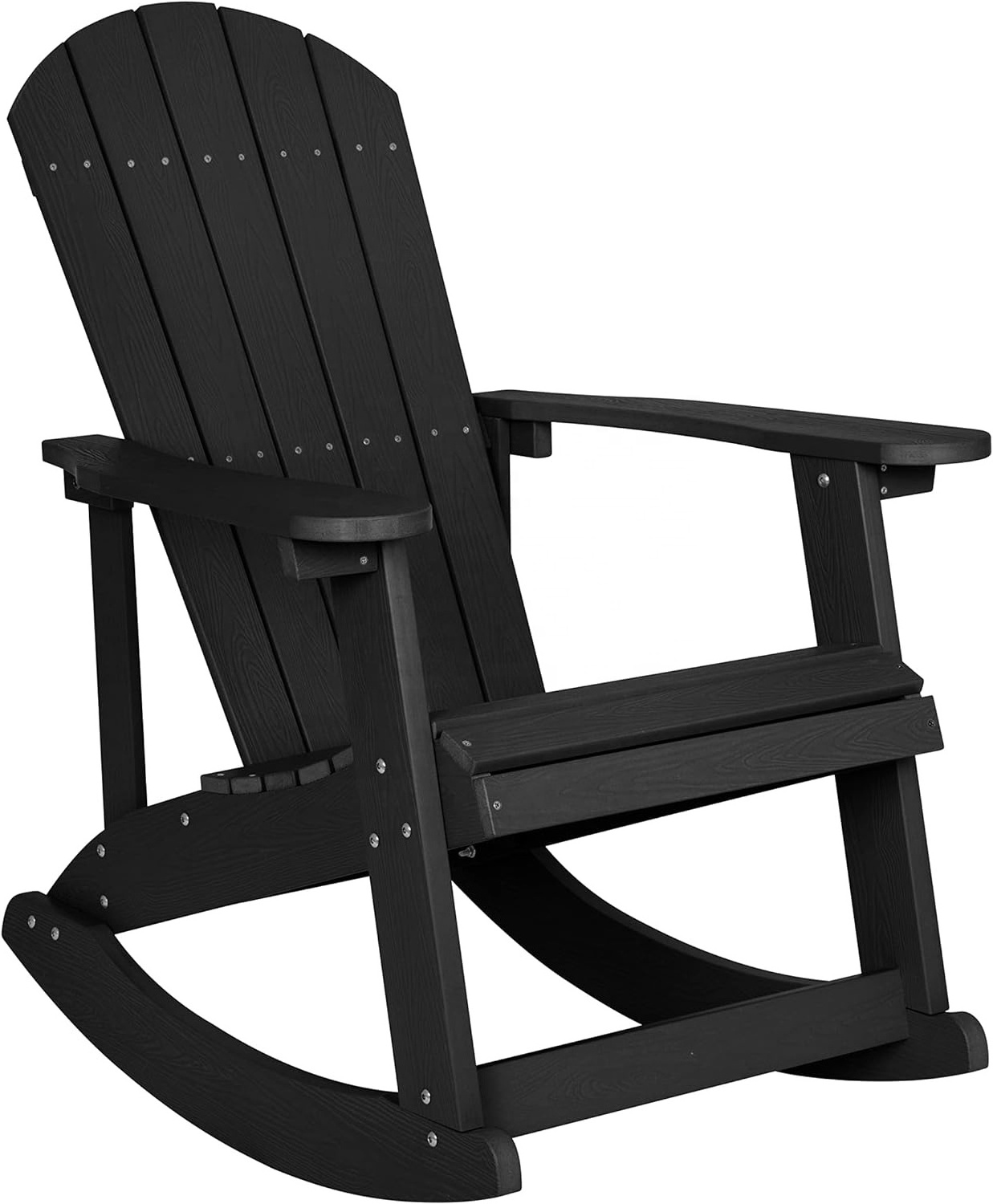 YANGTEK Adirondack Rocking Chair,HDPS Poly Rocking Chair Outdoor,Weather Resistant Rocker Chair for Porch, Yard, (Black)