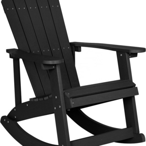 YANGTEK Adirondack Rocking Chair,HDPS Poly Rocking Chair Outdoor,Weather Resistant Rocker Chair for Porch, Yard, (Black)