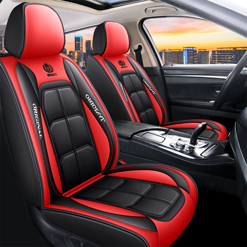 Full Set Car Seat Covers, Crown PU Leather Car Seat Cover Full Surround, Durable Comfortable Automotive Vehicle Cushion Cover