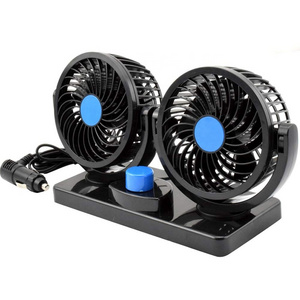 Auto Radiator Fan Portable 12V/24V Electric Car Fan with Dual Head 2 Speed & Low Noise 4&6 Inch Blade Black Color