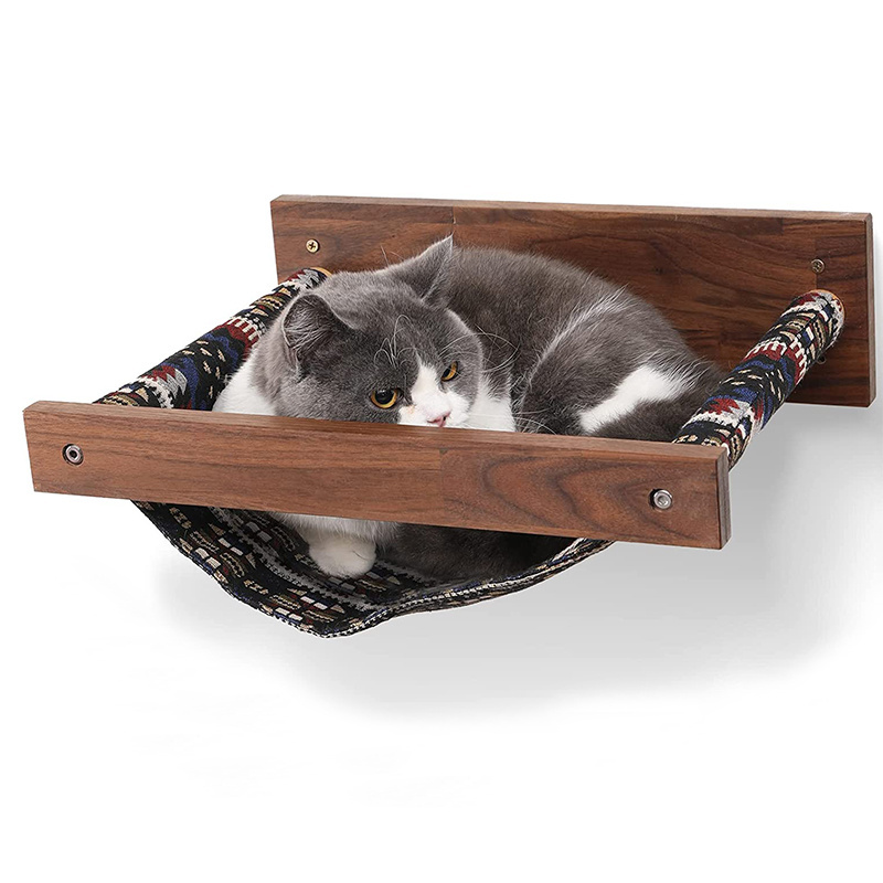 Kitty Beds and Perches Cat Hammock Wall Mounted Wooden Furniture Stable Cat Wall Shelves for Sleeping Playing Climbing Lounging