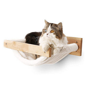 Kitty Beds and Perches Cat Hammock Wall Mounted Wooden Furniture Stable Cat Wall Shelves for Sleeping Playing Climbing Lounging