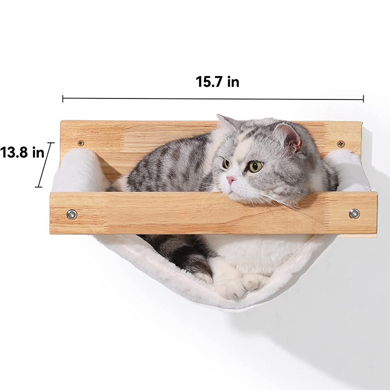 Kitty Beds and Perches Cat Hammock Wall Mounted Wooden Furniture Stable Cat Wall Shelves for Sleeping Playing Climbing Lounging