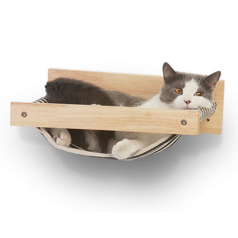 Kitty Beds and Perches Cat Hammock Wall Mounted Wooden Furniture Stable Cat Wall Shelves for Sleeping Playing Climbing Lounging